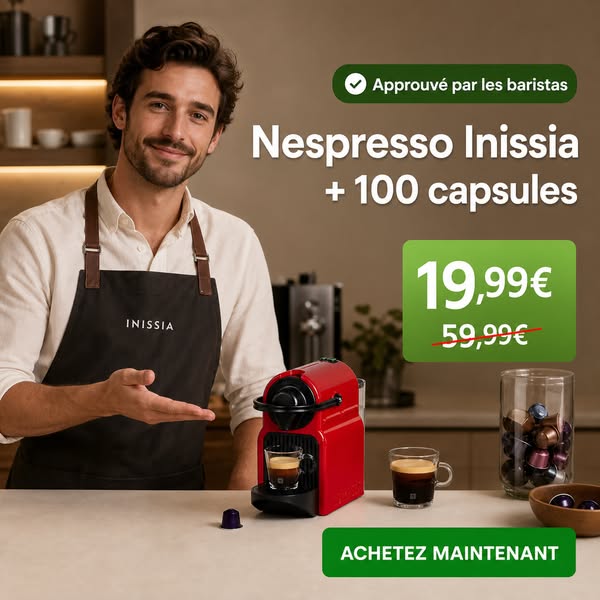 Nespresso Inissia + 100 capsules — 19,99 €