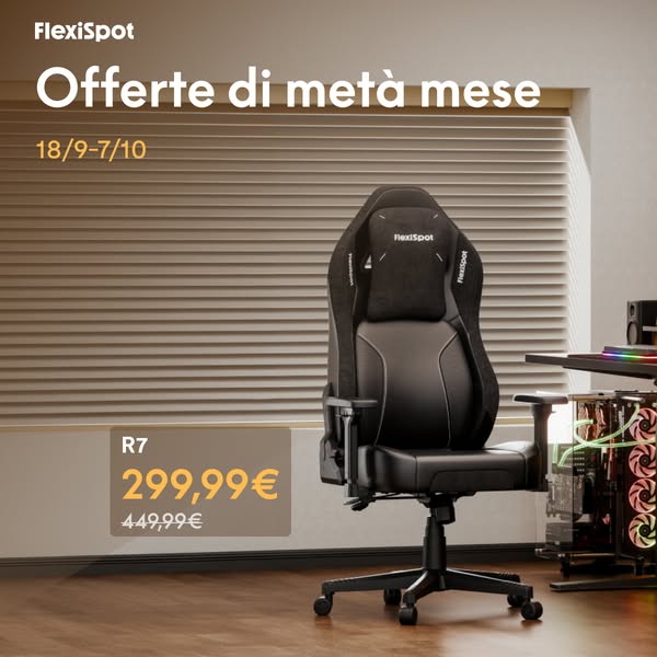 sedia gaming premium a 299,99€ — offerte di metà mese fino al 7 ottobre