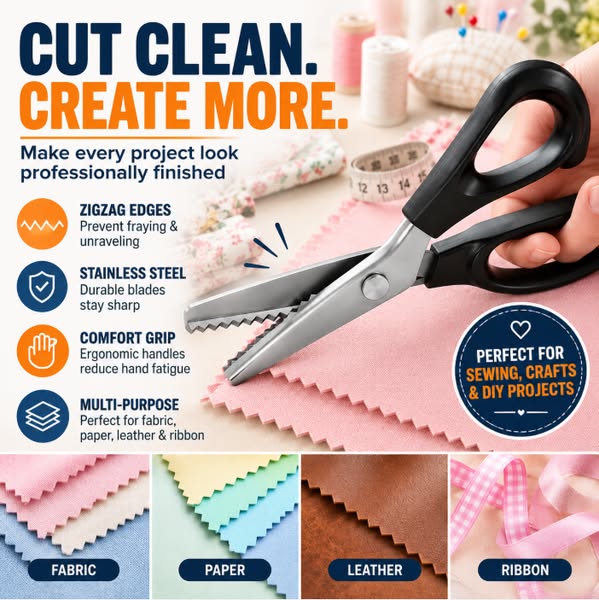 Stainless Steel Zig Zag Scissors with Serrated Teeth - Perfect for DIY Crafts