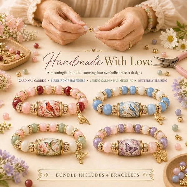 O criativo por trás: 2026 Meaningful Gift Bracelet Collection Faith • Hope • Healing • Love • Remembrance • Protection • Peace • Joy - Cardinal Garden