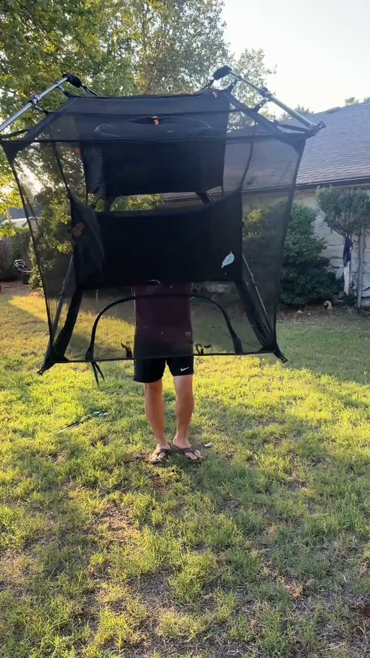 Multi-tier outdoor cat tent.