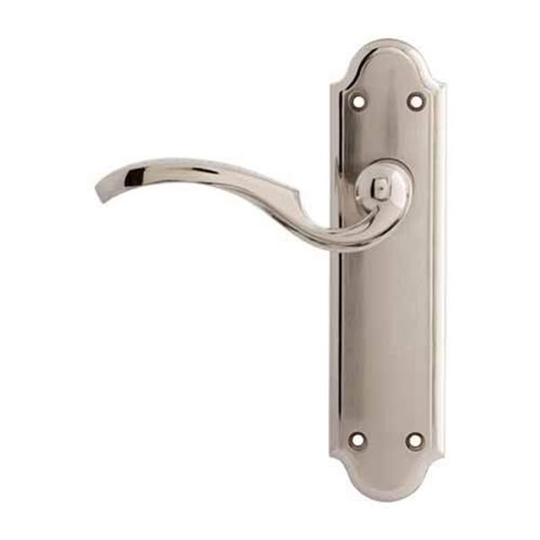 Darcel - Aubetin Lever Latch Handle On Back Plate, Satin Nickel/Polished Nickel - DCAULT-SNNP