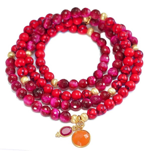 'Vibrant Energy' Armband - Tigerauge & Roter Türkis