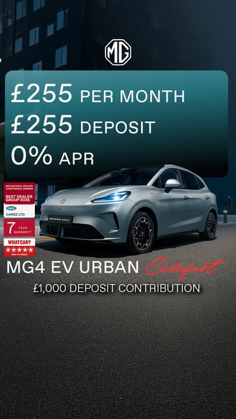 PCP: MG4 EV Urban Comfort £255 Per Month | Cars2 Yorkshire