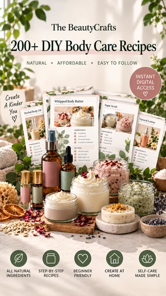 200+ DIY Body Care Recipes, Instant Download