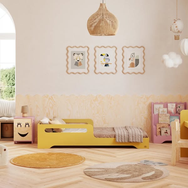 Compra -20% il Letto singolo in legno per bambini con barriera di sicurezza e rete TILA 3 Montessori