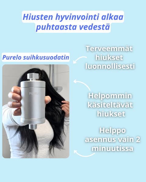 Purelo suihkusuodatin hiusten hyvinvointiin