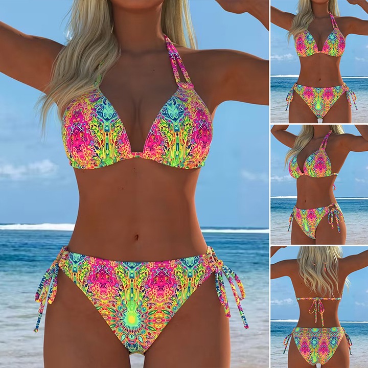 Bikini Farbig Halter Druck