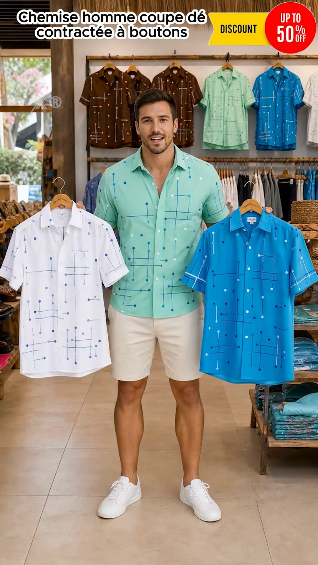 Chemise Homme Imprimé Géométrique