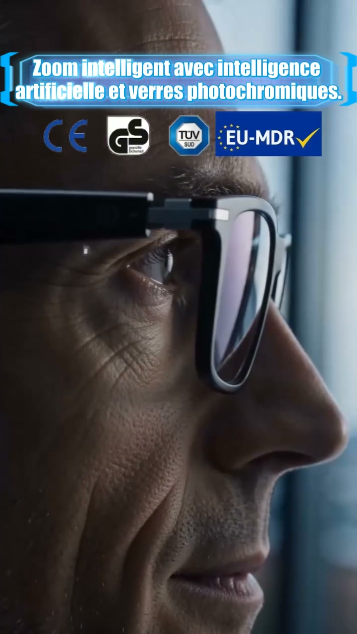 Titre français : Lunettes IA en fibre de carbone aéronautique, 72 jours d’autonomie – caméra et traduction combinées