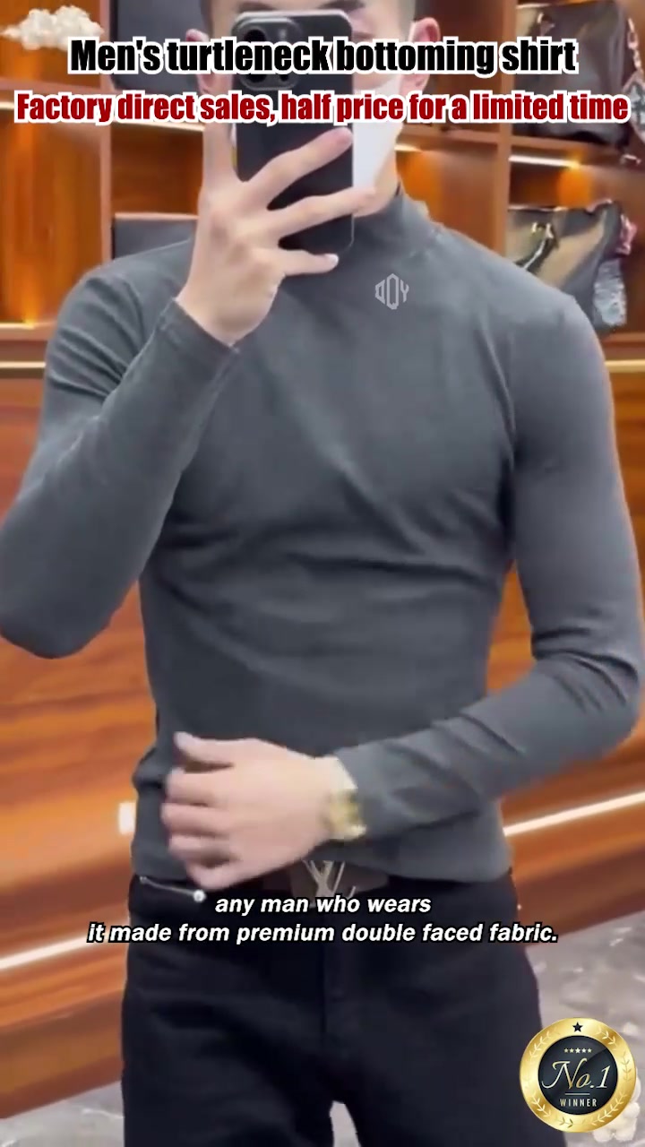 Ultimate Comfort Men's High Neck T-Shirt – Stretch, Breathable, Slim Fit for Gym & Daily Wear!