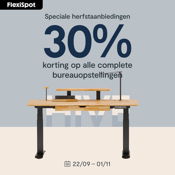Tot 30% korting op ergonomische bureaus
