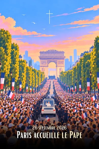 Affiche Paris accueille le souverain pontife