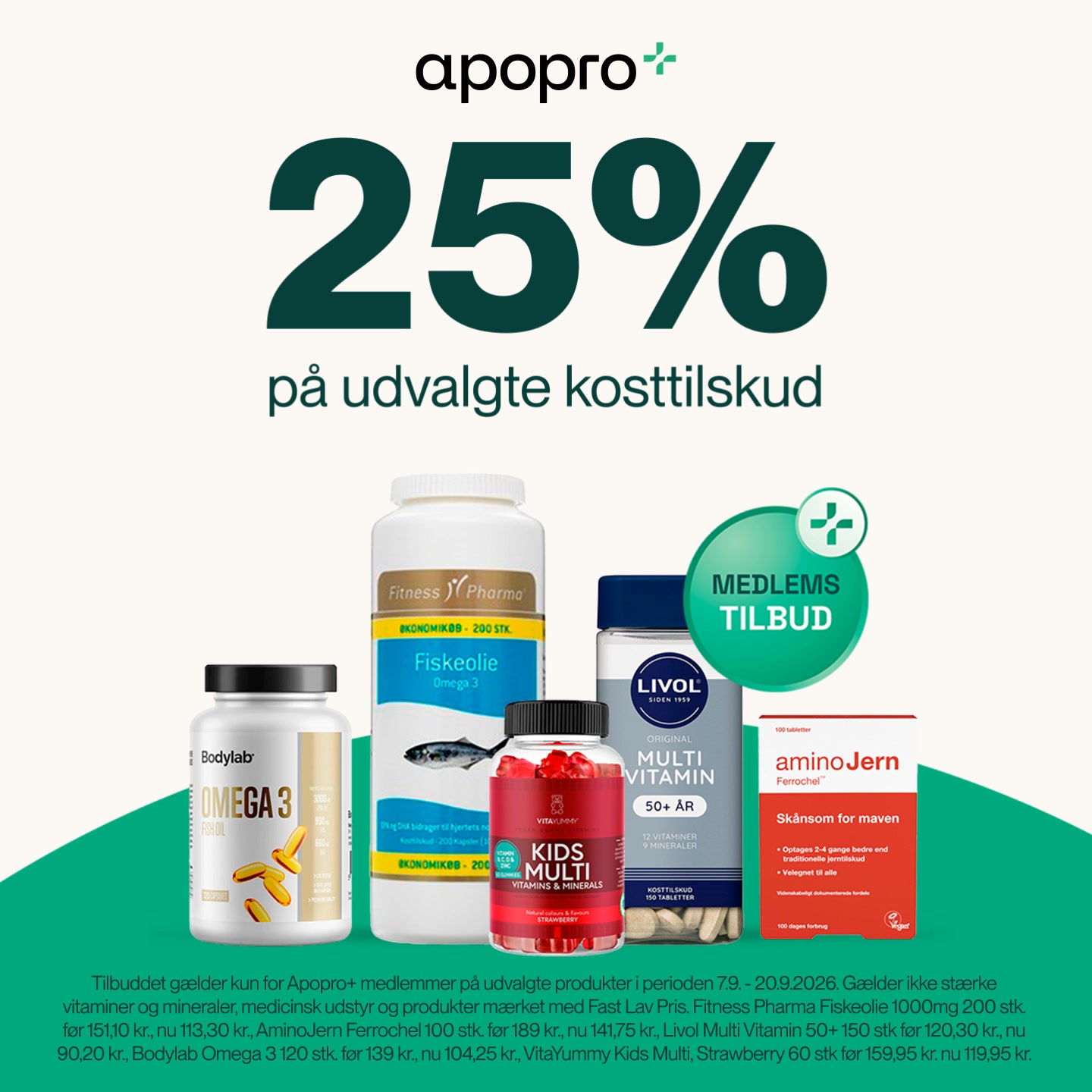 Spar 25% på udvalgte kosttilskud