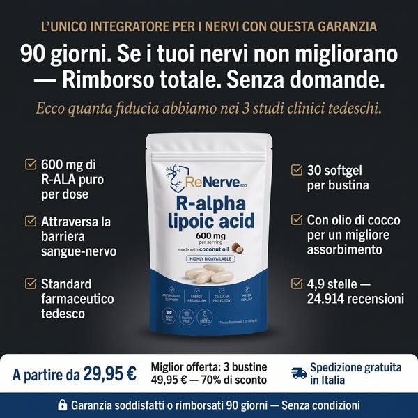 La formula a base di acido R-alfa lipoico testata in Germania che aiuta a sostenere la sana funzione nervosa