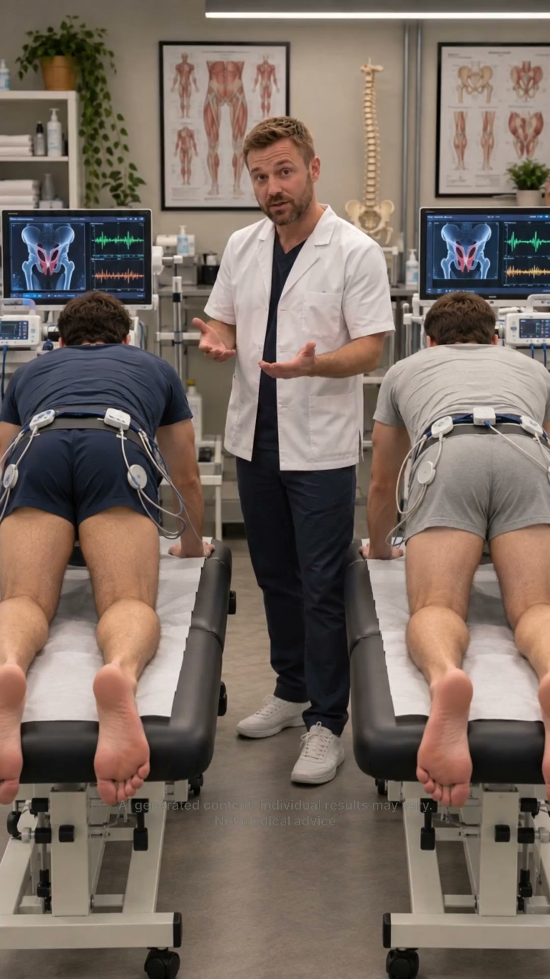 This man squeezes his pelvic floor with standard Kegels and loses firmness after 2 minutes, while this man uses reverse decompression to unc