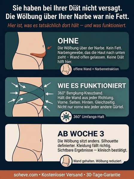 Deine Bauchfalte nach dem Kaiserschnitt verschwindet nicht durch eine Diät. Hier erfährst du, warum.