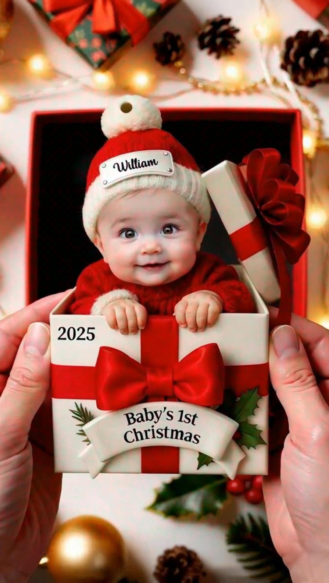 Personalized Baby Photo Christmas Gift Box Ornament