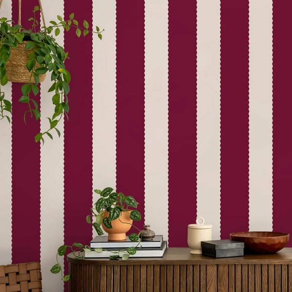Cozy Up Your Walls With Burgundy and Pink Stripes