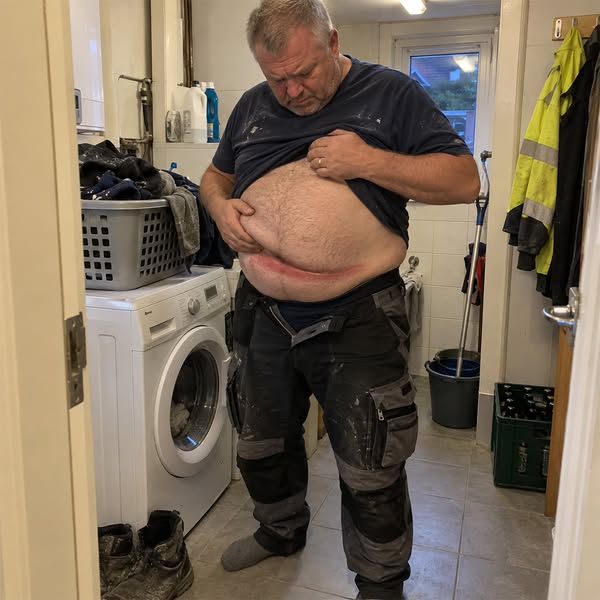 Mannen: kijk eens onder je buik.