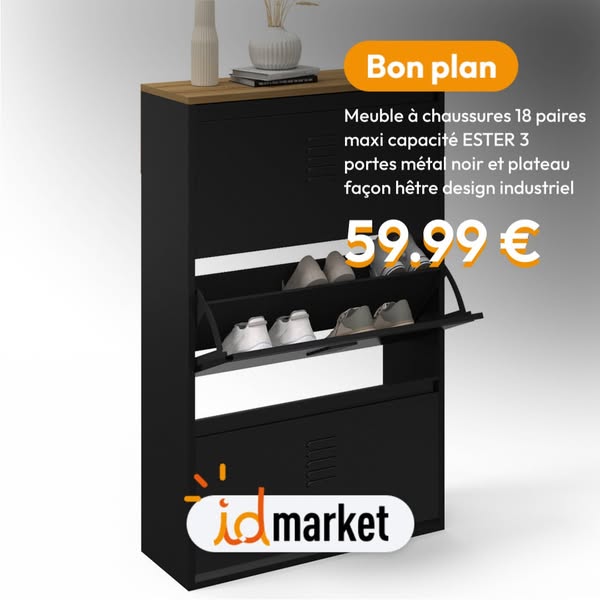 Meuble à chaussures industriel grande capacité 18 paires