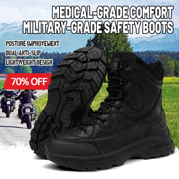（Military-grade Protection）Men's Combat Boots Orthopedic Support Hiking Boots Waterproof Anti-Puncture Work Boots Lightweight Motorcycl