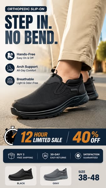 60% OFF NOW! Men's Orthopedic Breathable Slip-On Sneakers - Arch S