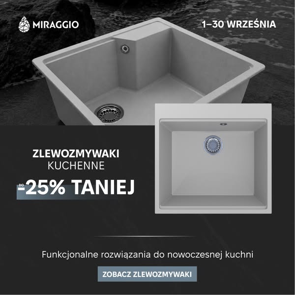 Zlewozmywaki kuchenne MIRAGGIO z rabatem do -25%