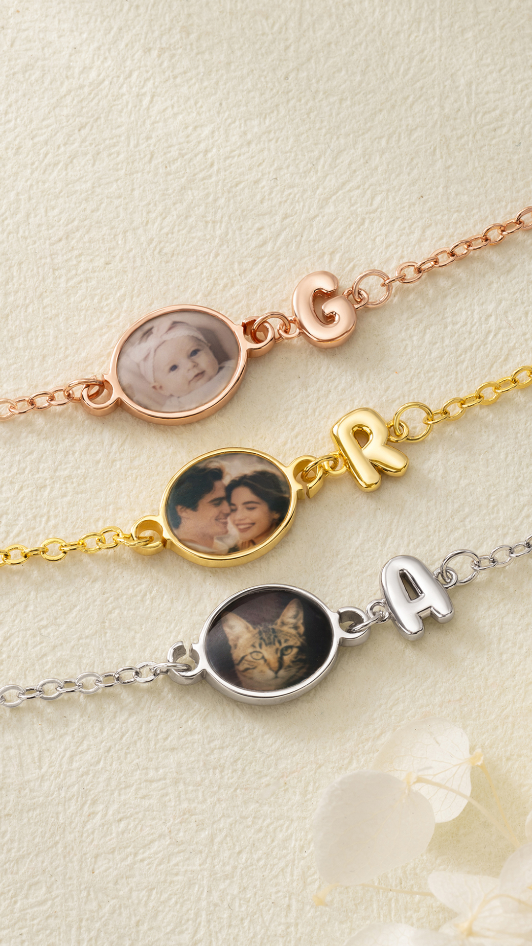 Personalized Engraved Heat-Activated Hidden Photo Bubble Letter Adjustable Bracelet, Memorable Jewelry, Birthday/Anniversary Gift for Women/