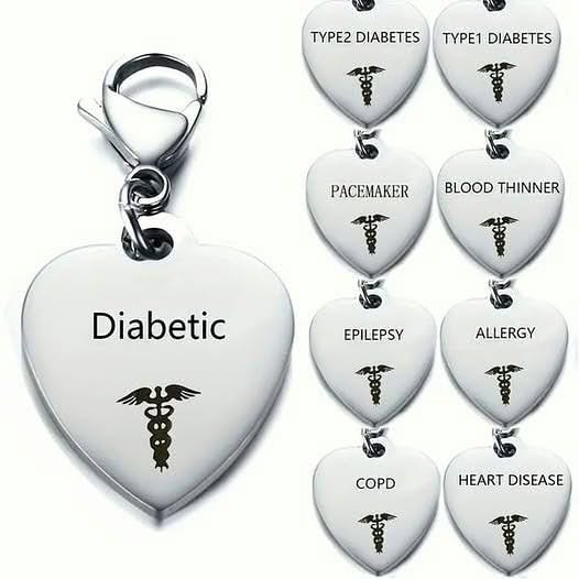 The creative behind it: Unique Heart-Shaped Medical ID Pendant Keyring - Type 2 Diabetes