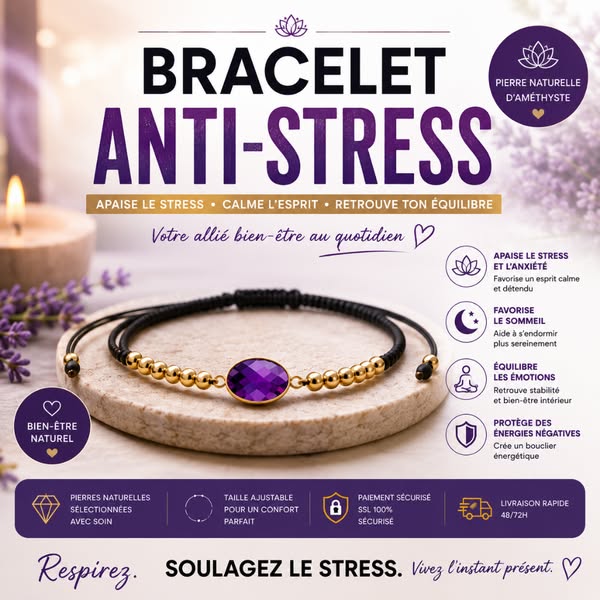 Bracelet Anti-Stress en Améthyste