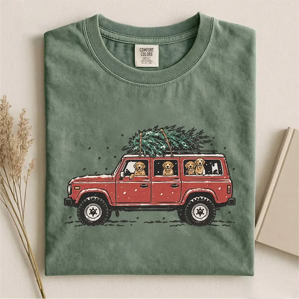 Funny Dog Christmas Tree T-shirt