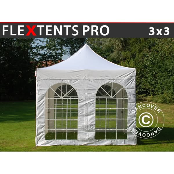 Pop up gazebo FleXtents PRO Vintage Style 3x3 m White, incl. 4 sidewalls