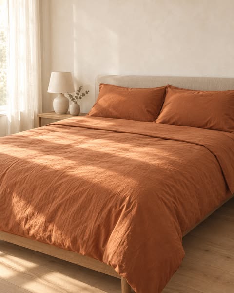 Terracotta cotton bedding