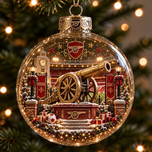 Victory Through Harmony Light-Up Football Christmas Globe Ornament - Heritage Cannon