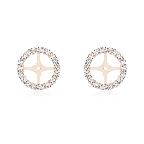 Angara 0.43 Carat Prong-Set Diamond Halo Earring Jackets in 18K Rose Gold