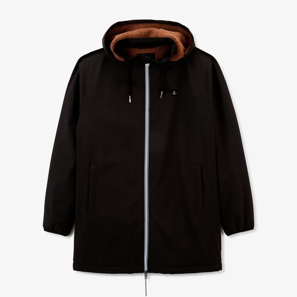 €179 | Parka polaire déperlante - Manches longues - Couleur unie - Noir