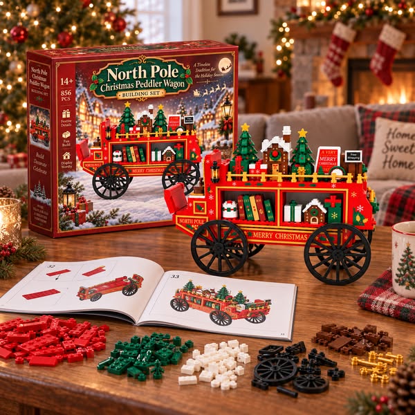 North Pole Christmas Wagon Building Set