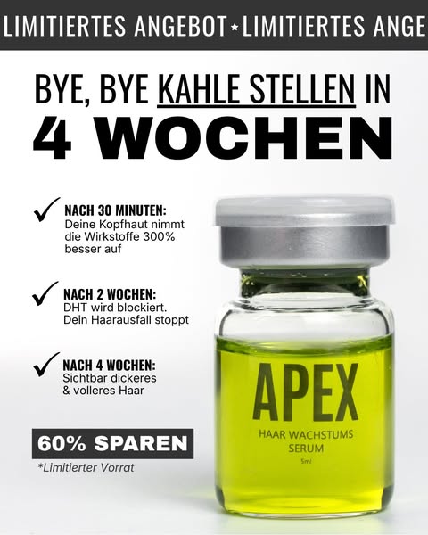 Volles Haar in 3-5 Wochen oder Geld zurück.