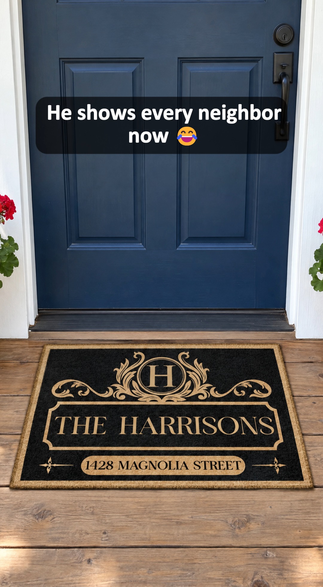 Upgrade your entryway with an elegant personalized family monogram address vintage doormat.