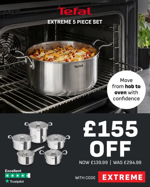 Over 50% off Tefals Extreme 5pc Set!