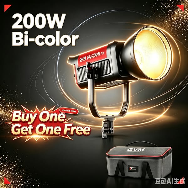 GVM PRO-SD200B 200W Bi-Color Monolight V-mount Mesh Bluetooth(Buy 1 Ge