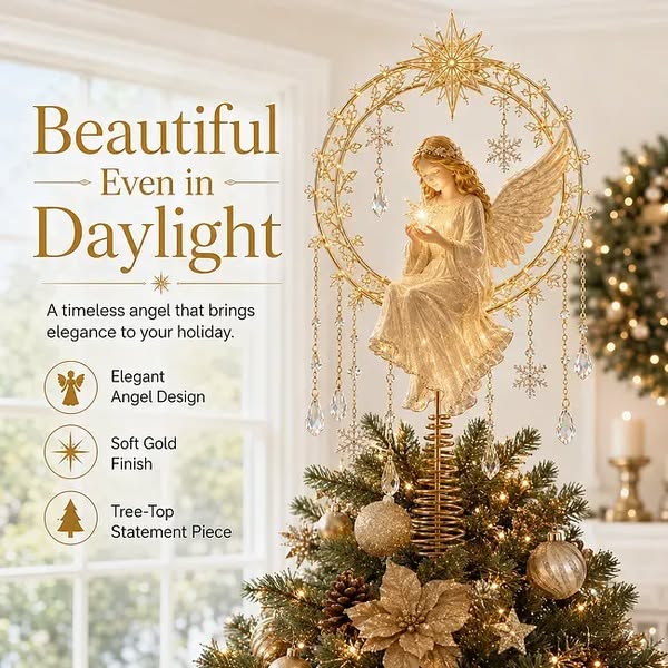Angel Moon Tree Topper – Lighted Christmas Tree Finisher