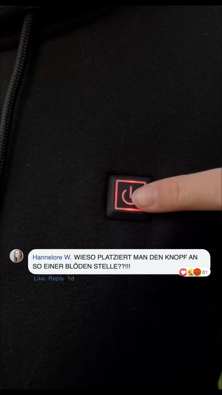 Beheizbarer Hoodie mit verstecktem Leuchtknopf