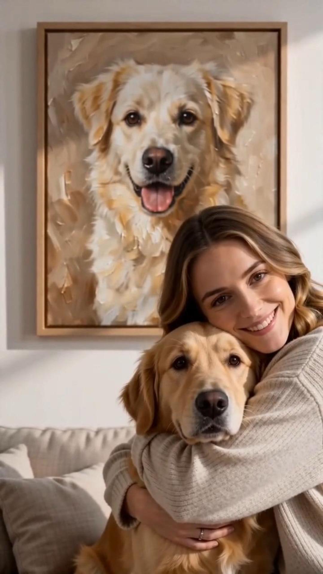 Personalized Modern Painting Texture Style Pet Photo Canvas Prints with Name Warm Minimalist Home Decor Ship from USA Birthday Gift for Pet