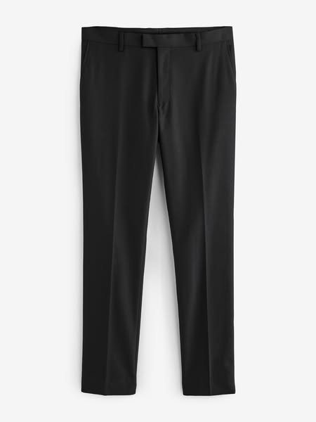 Black Tape Detail Slim Fit Tuxedo Suit Trousers