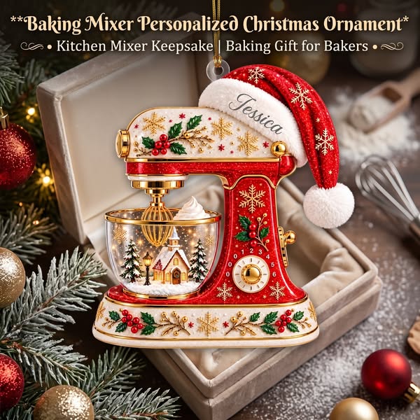 Just a Girl Who Loves Baking Mixer Personalized Christmas Ornament Kitchen Mixer Keepsake Baking Gift for Bakers