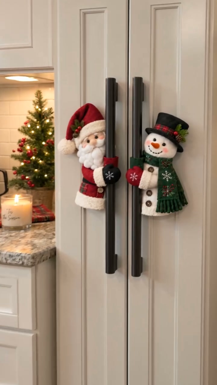 Christmas Santa & Snowman Door Handle Hugger Decor