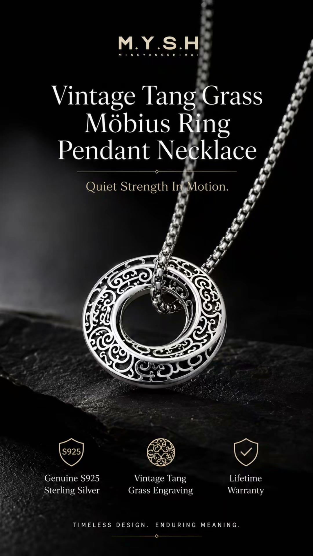 Vintage Tang Grass Möbius Necklace