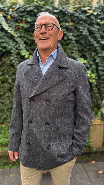 Harris Tweed P-Coat in Charcoal